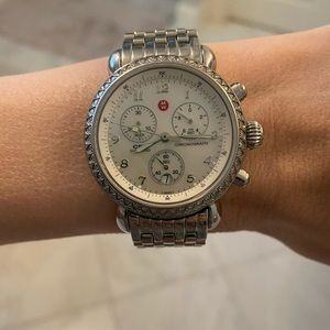 Michele Stainless Steel Chronograph Watch
